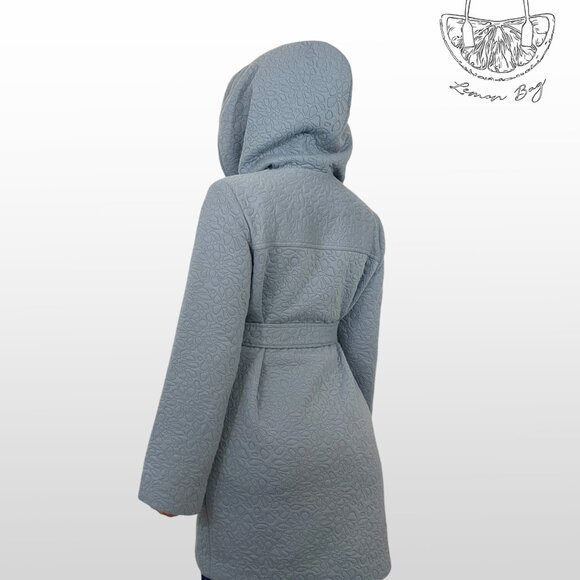 One of a Kind Exclusive/ Winter Fall Hooded Wrap Coat / Color Blue/ Size S - Picture 4 of 12